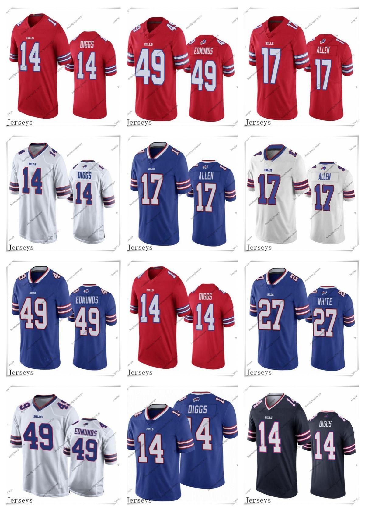 

CUSTOM Buffalo''Bills''Men Jersey 17 Josh Allen 14 Stefon Diggs 49 Tremaine Edmunds Damon Arnette 27 Tre Davious Jim Kelly''NFL''Football Je, 10