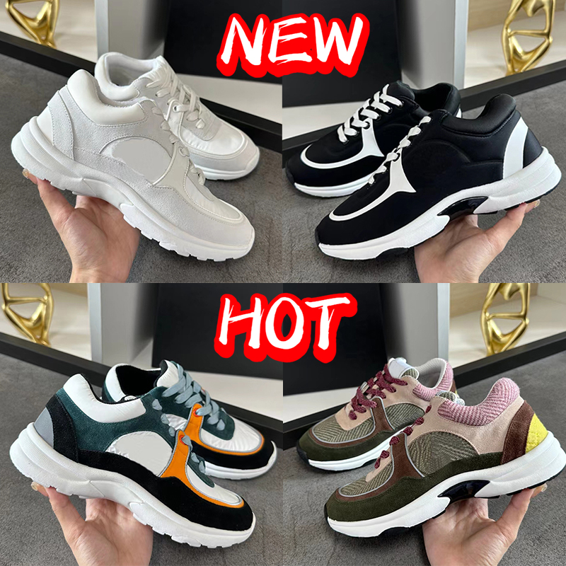 

2023 Designer Sneaker Calfskin Casual Shoes Women Luxury Suede Reflective Sneakers Cnel Genuine Leather Fabric Suede Runner Winter Mesh Low Top Men Trainers, Shoes box