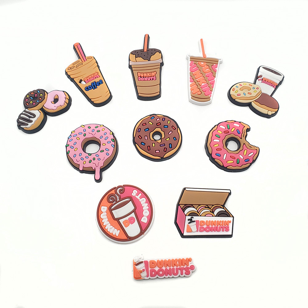 

Anime charms wholesale childhood memories drink donut cartoon croc charms shoe accessories pvc decoration buckle soft rubber clog charms fast ship, Equally mixed colors