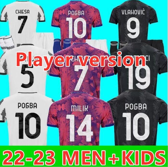 

22 23 JUVENTUS soccer jerseys POGBA VLAHOVIC CHIESA top 2022 2023 football shirt set DI MARIA LOCATELLI MORATA DE LIGT KEAN Men Kids kit uniform fans player version, 777