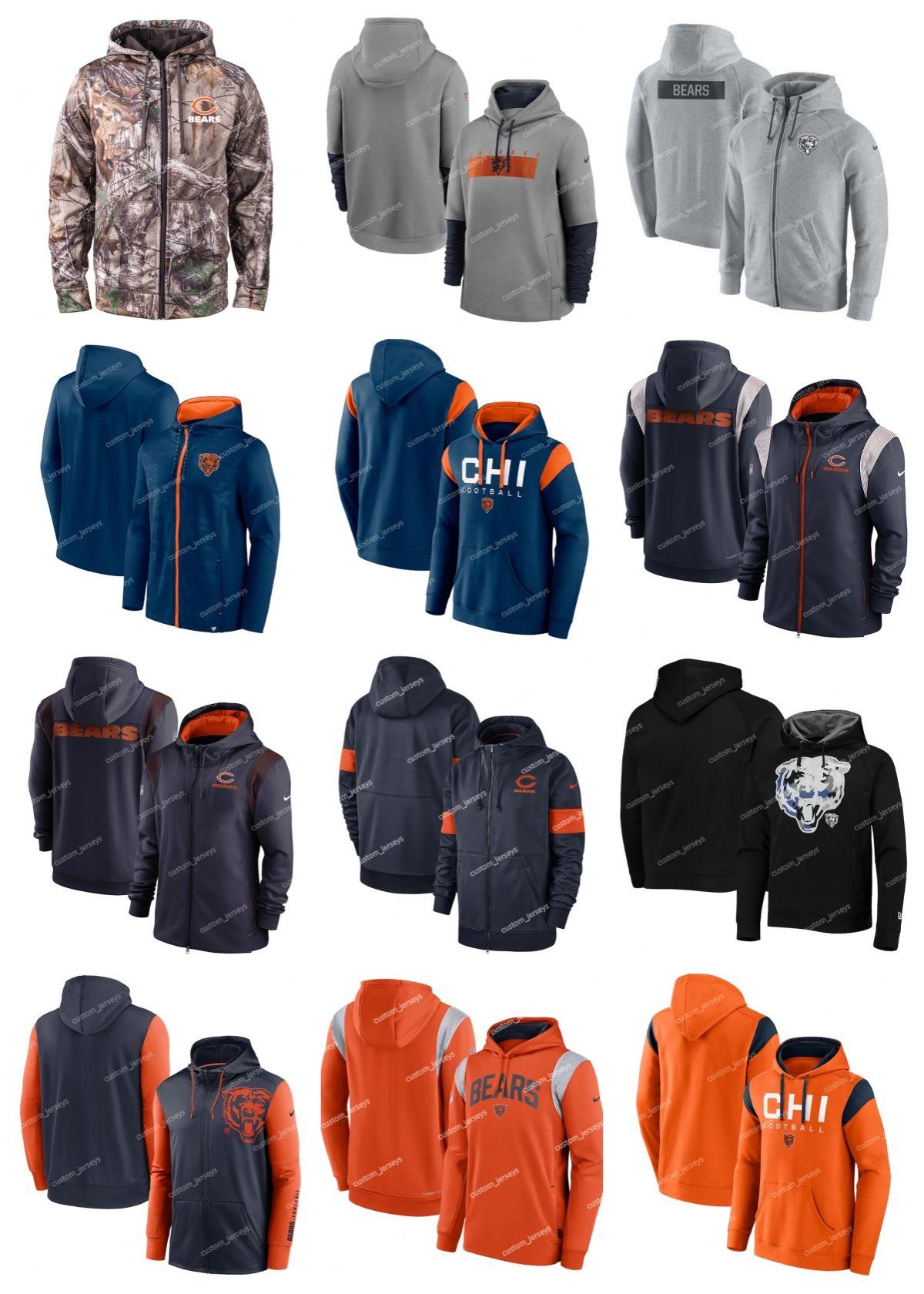 

CUSTOM Men Women Youth Chicago''Bears''Hoodie Olive 2022 Salute to Service Therma Performance Pullover Custom Armygreen Football Zipper''NFL, 10