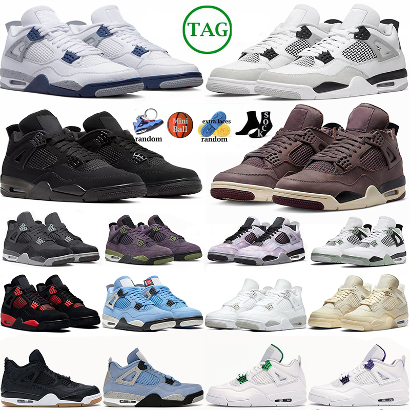 

with box 4 4s Mens Basketball Shoes Sneakers Violet Ore Midnight Navy Cool Grey Patent Starfish University Blue Oreo Bred Sail Black Cat women Sports Trainers, 13