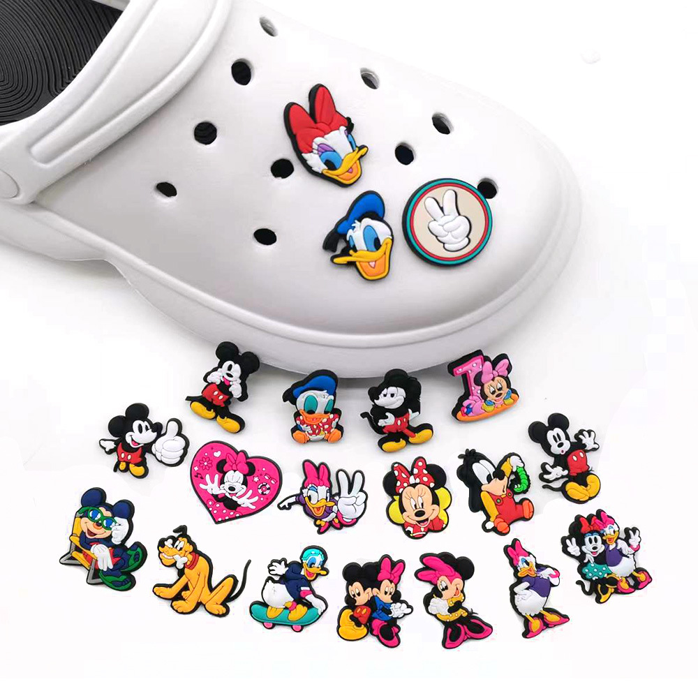 

Anime charms wholesale mouse duck cartoon charms shoe accessories pvc decoration buckle soft rubber clog charms fast ship, Equally mixed colors