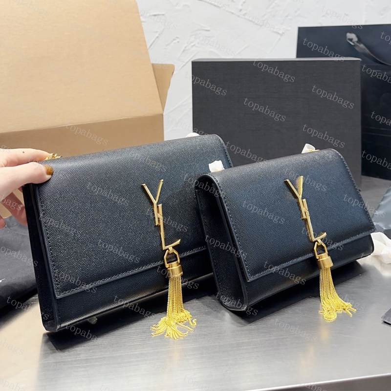 

New Designer Shoulder Bags Cow Leather Kate Woc Chain Link Strap Wallet Women Body Cross Bodycross Luxury Flap Purse YSLSIS Tassel Bag, Item 10 bags