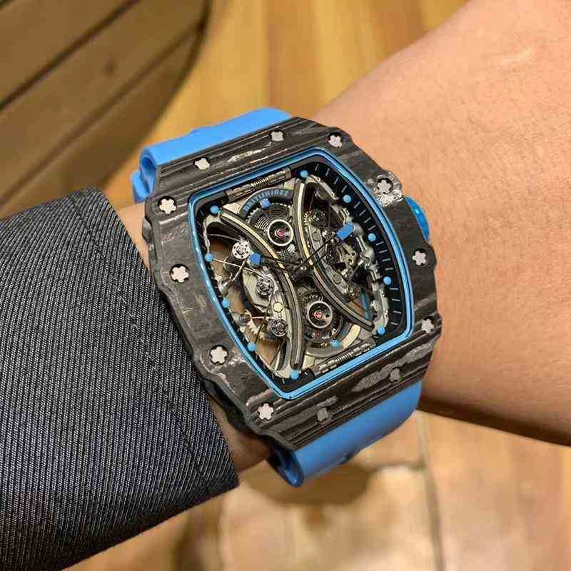 

Limited Edition SUPERCLONE watches wristwatch designer Luxury Mens Mechanics Watch Richa Milles Wristwatch Barrel Shaped Carbon Fiber Millesr, The blue one is the same as the picture