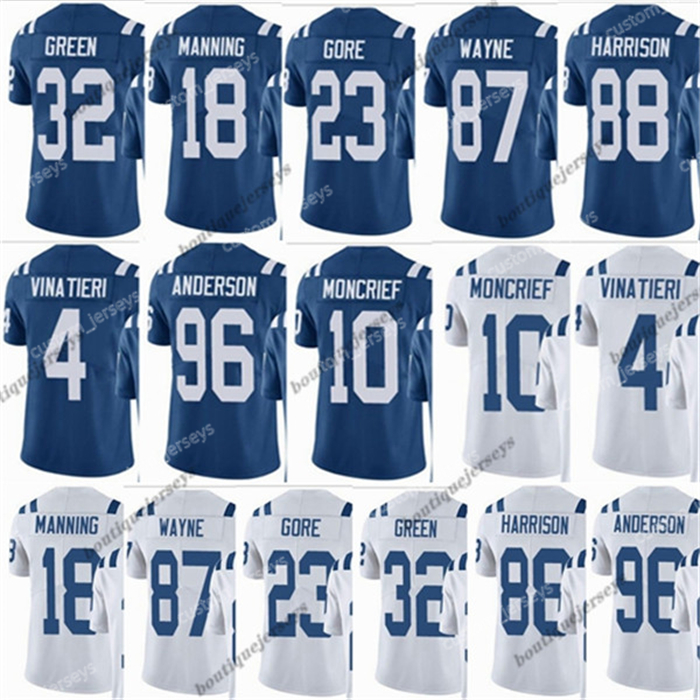 

Indianapolis''Colts''Player 18 Peyton Manning #4 Adam Vinatieri 23 Frank Gore Vapor Untouchable Color Rush Custom Elite''NFL''Football Jersey