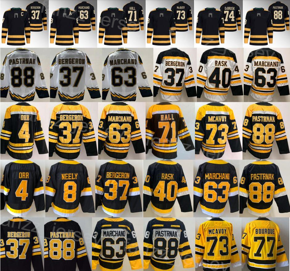 

Winter Classic 2023 Hockey 63 Brad Marchand Jersey Reverse Retro 37 Patrice Bergeron 88 David Pastrnak 73 Charlie McAvoy Tuukka Rask Jake DeBrusk Bobby Orr Cam Neely, Black