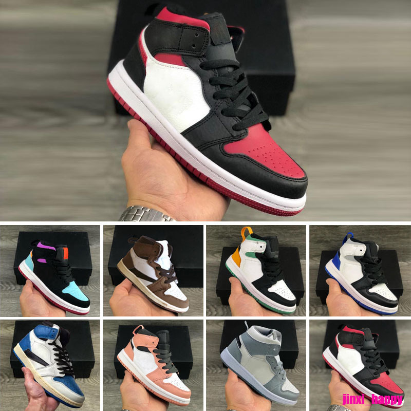 

jumpman 1 1s Kids Basketball Shoes Sneakers Denim Starfish University Stage Haze Taxi Dark Mocha Bred Patent Atmosphere Fearless Shadow 2.0, Standard size