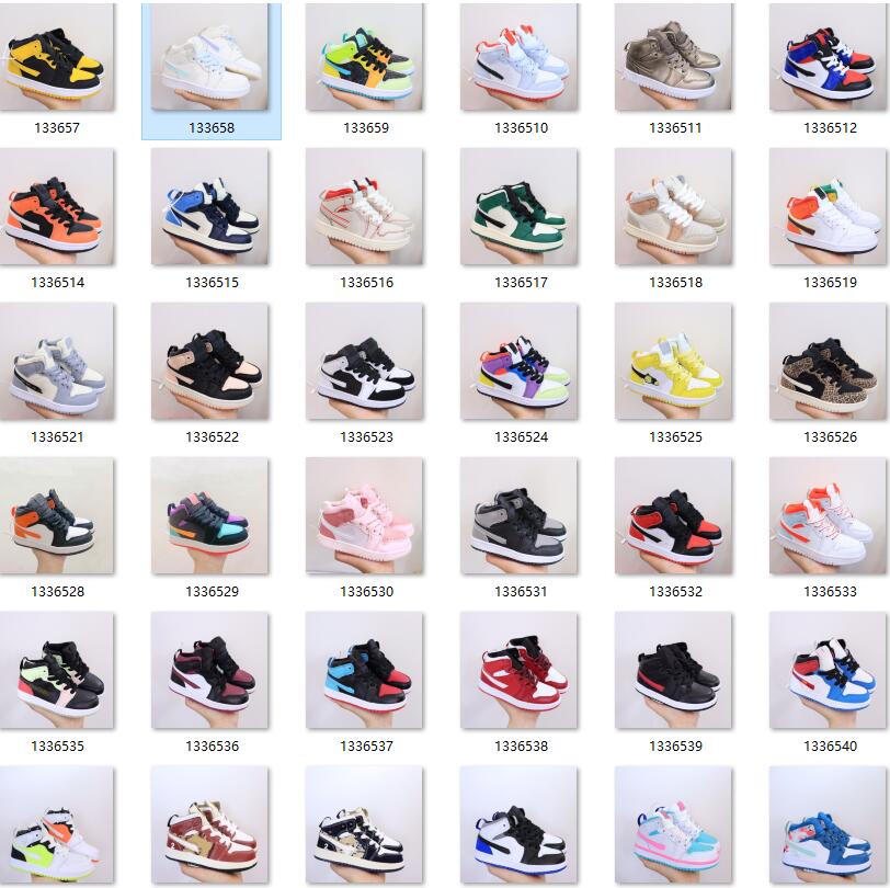 

Kids Toddler Jumpman 1 Mid Basketball Shoes Infants Pre School Youth Sneakers Dark Mocha University Blue Red Bred air jorden 1s Trainers jordam sneaker Sizes 22-37, 1336527