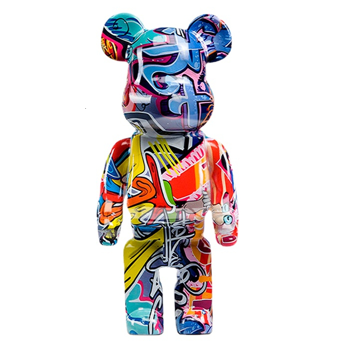 

Decorative Objects Figurines Artistic Colorful Graffiti Bear Statues and Sculptures Nordic Home Living Room Decor for Interior Desk Accessories Toy 221129