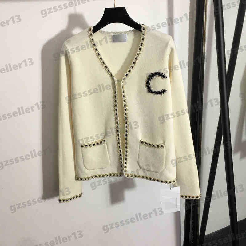 

Cardigan Women Sweaters CNL Diamond Logo Embroidered Sweater Bright Silk Woven V-neck Long-sleeved Knitted Cardigans Designer Womens Clothing