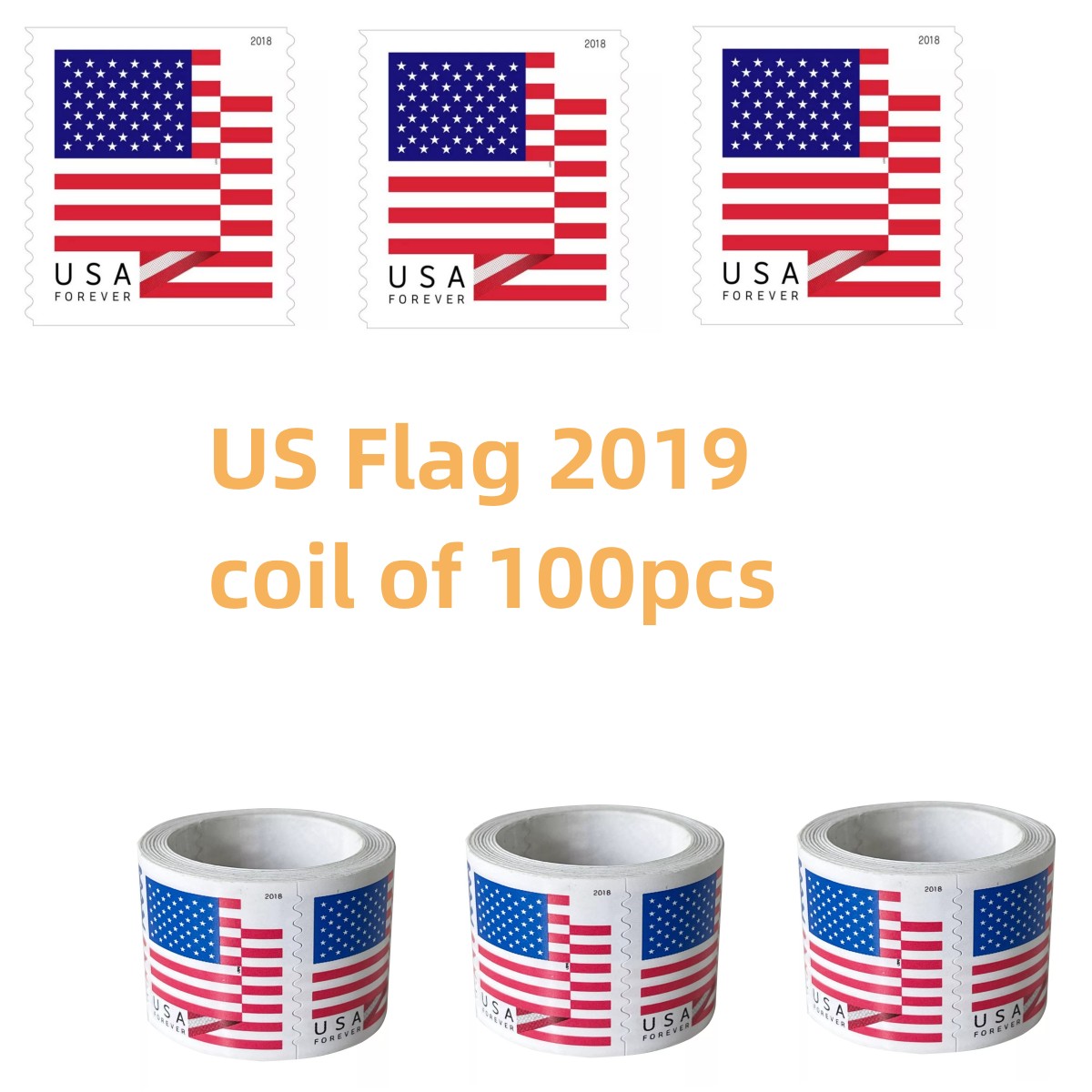 

CHRISTMAS US Stamp USA Flag Roll of 100 First Class Rate Postal Service Envelopes Letters Postcard Office Mail Supplies Invitations