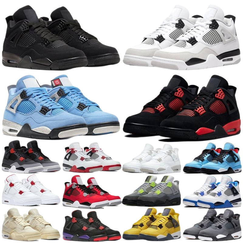 

Air 4 Basketball Shoes Jumpman 4s Retros Sneakers University Blue Sail Black Cat Cream Paris Union Purple Violet Ore Cool Grey Patent Starfish Bred Men Women Trainers, 36