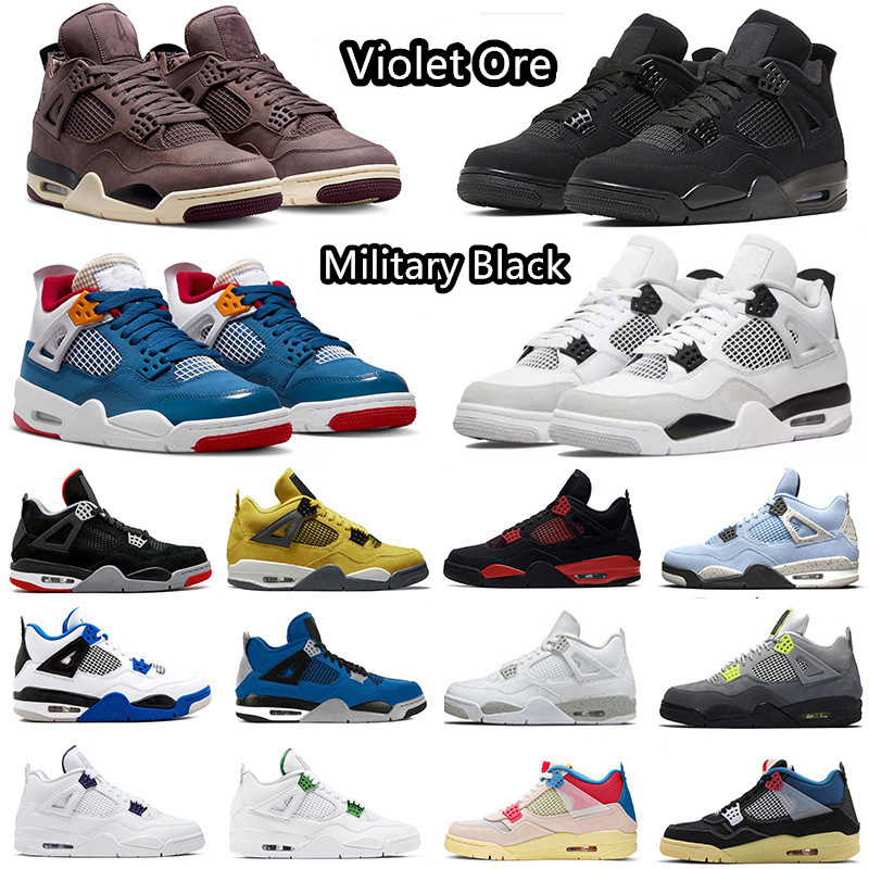 

Jumpman 4 Black Cat Basketball Shoes Violet Ore Military Black Messy Room White Oreo Seafoam Sail Shimmer Bred Red Thunder men women trainers sports sneakers, Item#19