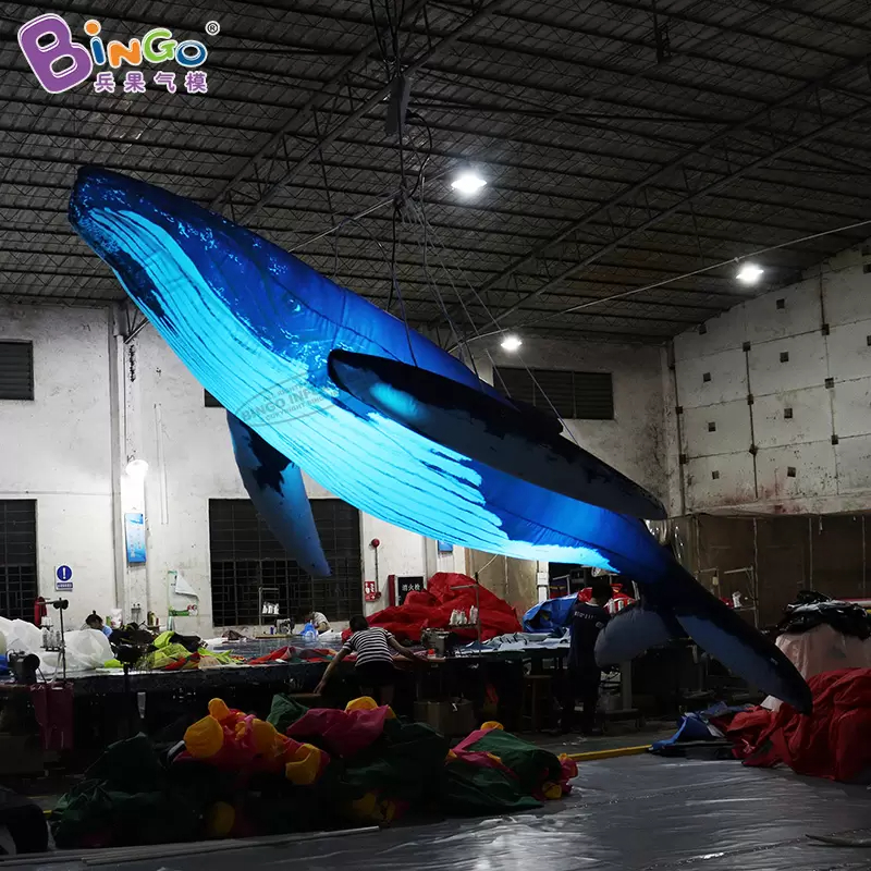 

Outdoor Event Advertising Inflatable Lighting Whale Inflation Animal Models Blow Up Ocean Theme Decoration For Sales With Air Blower Toys Sports
