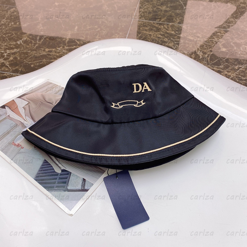 

Fashion Gold Silk Letters Designer Bucket Hats Luxury Nylon Solid Sunhat Cap Mens Striped Autumn Hat Women Beanie Outdoor P Caps 5 Color New, Black