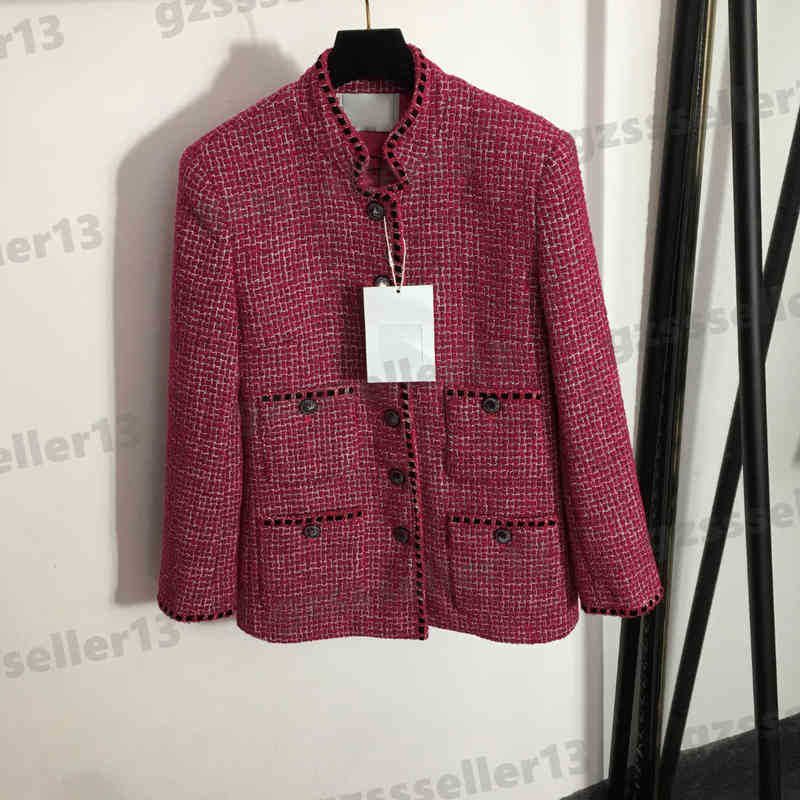 

Womens Jacket CNL Luxury Designer Button Rose Four-pocket Tweed Stand Collar Jacket Fashion Brand High Quality Autumn Jackets Womens Clothing, 1 white