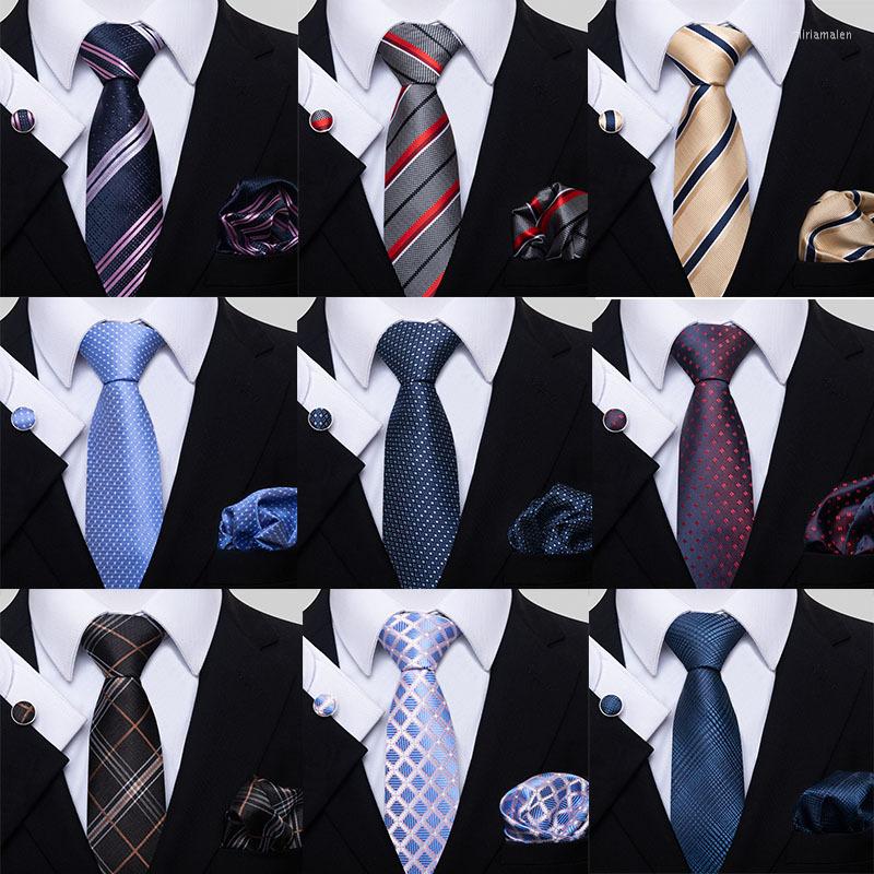 

Bow Ties Luxury Men Tie Handkerchief For Shirts Cufflinks Elegant Mans Neckties Groomsmen Gifts Wedding Accessories Gravats
