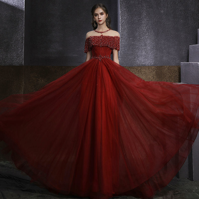 2023 Evening Dresses Prom Ball Gown Long Sleeve Sparkling Luxury Lace Bridal Modest Dress special occasion dress