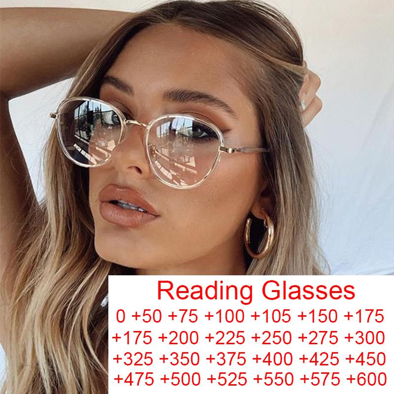 

Sunglasses Fashion Transparent Oval Round Reading Glasses Women TR90 Metal Small Frame Anti Blue Ray Eyeglasses For Men Prescription 1.25