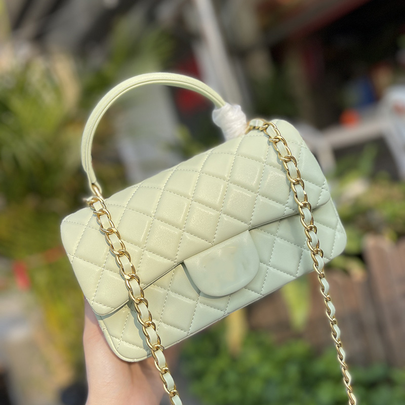 

Womens Trendy Top Hand Totes Quilted Bags Classi Mini Mood Flap Lambskin Purse Gold Metal Hardware Matelasse Chain Crossbody Shoulder Designer Handbags 20CM, Box