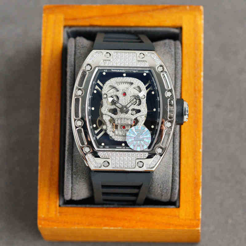 

Mens Mechanical Watch Rm052 Ghost Classic Shape of Hollow Skull Is Domineering Uninhibited. Swiss Movement Wristwatches, Rose gold black