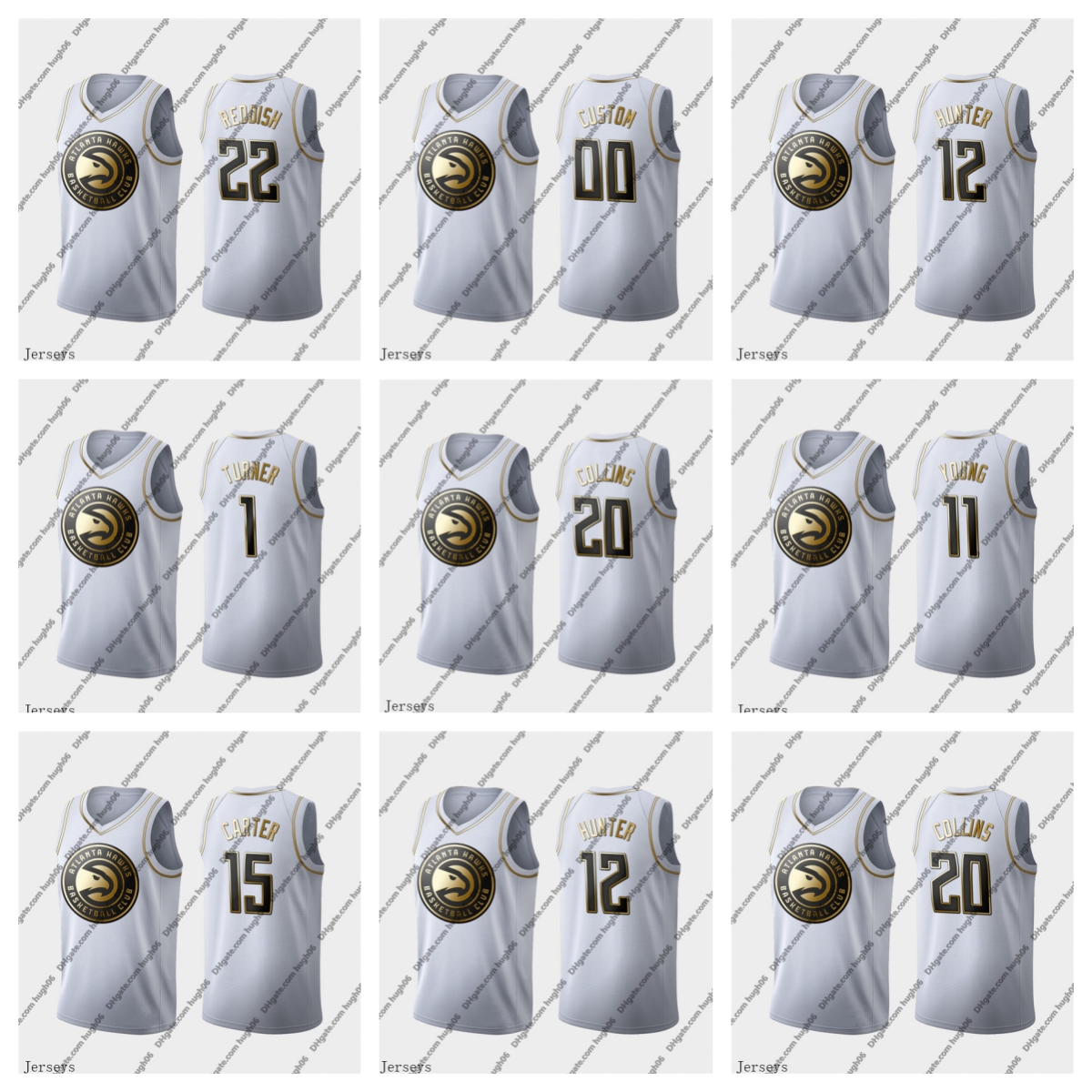 

Atlanta''Hawks''Men Jersey 22 Reddish 12 Hunter 1 Turner 20 Collins 11 Young 15 Carter White Golden Cam John Trae Vince Edition''NBA''Basketball Jerseys