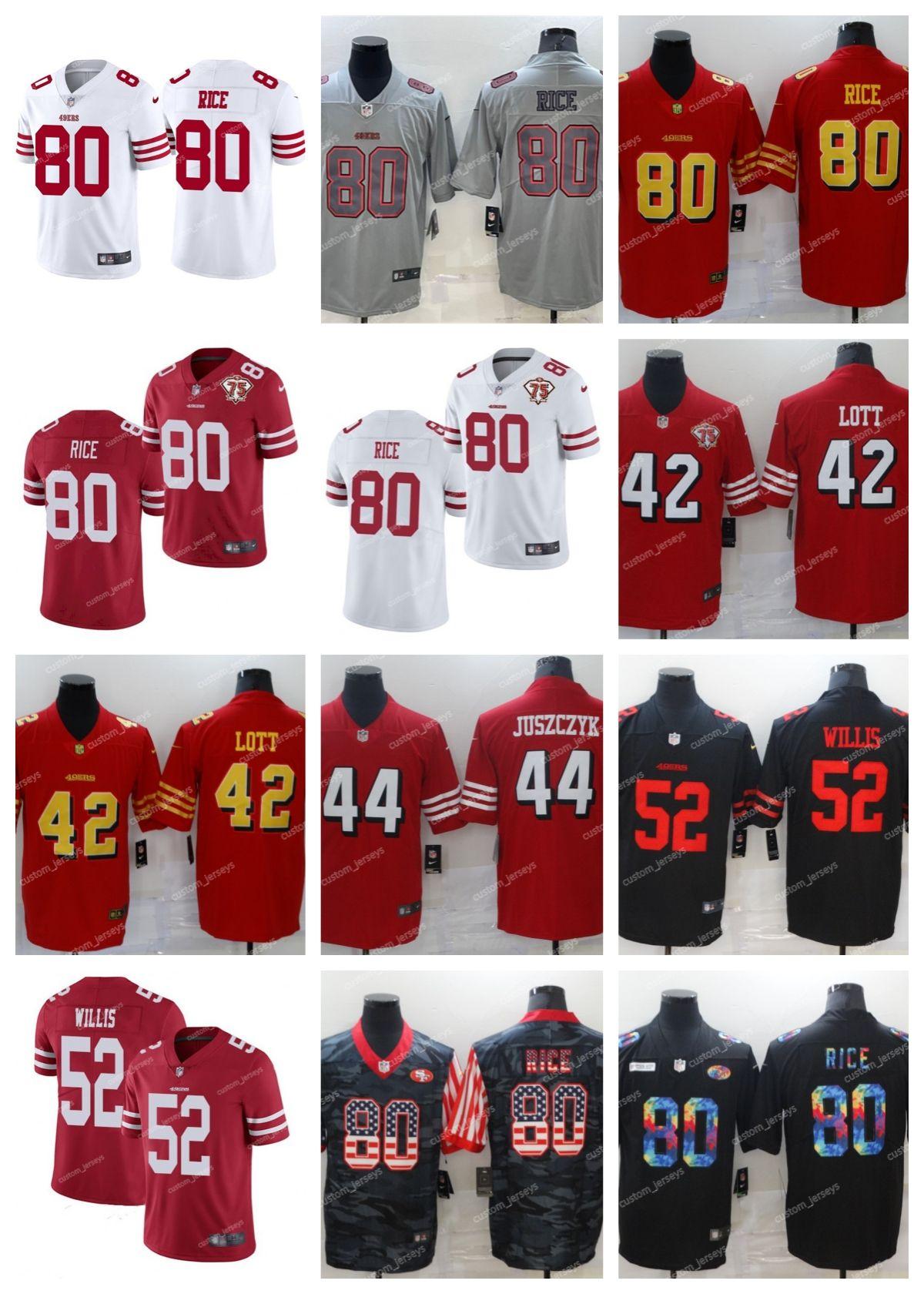 

CUSTOM San Francisco''49ers''Men Jersey Women Youth 80 Jerry Rice 42 Lott 44 Juszczyk Willis 2022 Black Glod Salute To Service Limited Stitc