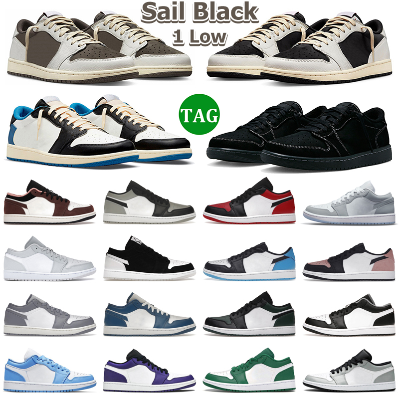 

1 Low OG Basketball Shoes Men Women 1s Reverse Mocha Sail Black Phantom UNC Wolf Grey Bulls Shadow Bred Pine Green Toe White Camo Mens, 35