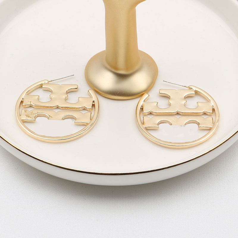 

Fashion Women 18K Gold Plated Designer Ear Stud Earrings Brand Designers Round Geometry Letters Crystal Rhinestone Earring Wedding Party Jewerlry 2Colors