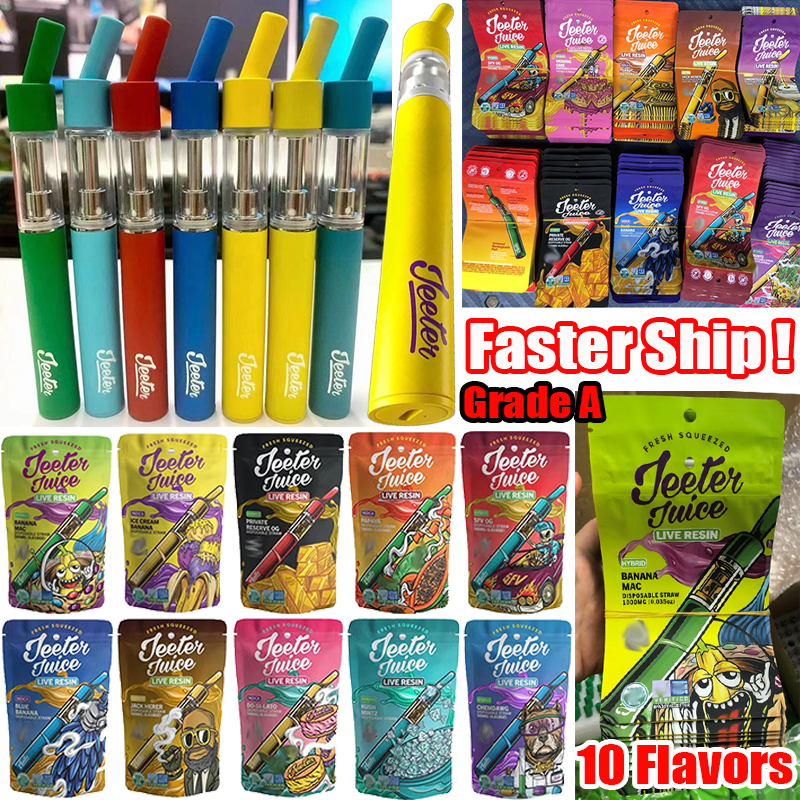 

10 Flavors JEETER Juice Rechargeable E Cigarette Device Disposable Vape Pen 1.0ml 0.5ml 180mah Pod Empty Carts Cartridges Preheat Vaporizer With Bottom USB Packaging