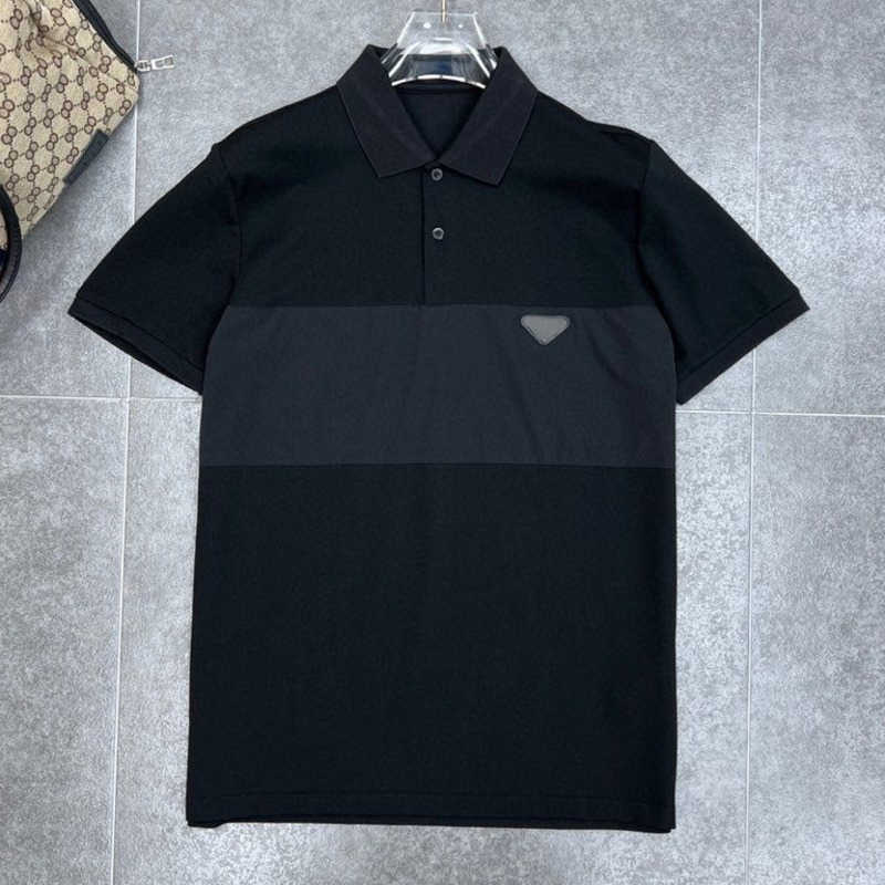

High version cotton polo shirt mens sweatshirt triangle embroidered short sleeve T-shirt pd designer tshirt men casual pullover tee 4xl 5xl, Black1