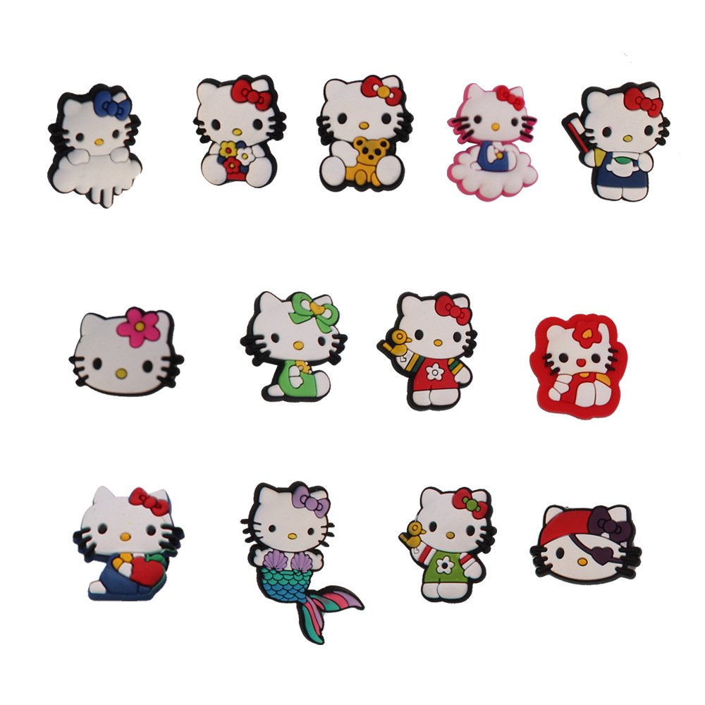

Anime charms wholesale cute kitty cats mermaid cartoon croc charms shoe accessories pvc decoration buckle soft rubber clog charms fast ship, Equally mixed colors