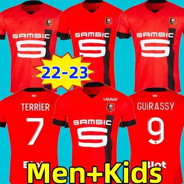 

2022 2023 Rennes Stade Rennais soccer Jerseys 22 23 SULEMANA TERRIER Guirassy Laborde DOKU TAIT BOURIGEAUD SANTAMARIA Maillots De Foot men Kids Kit Football S FIF, 22-23 home