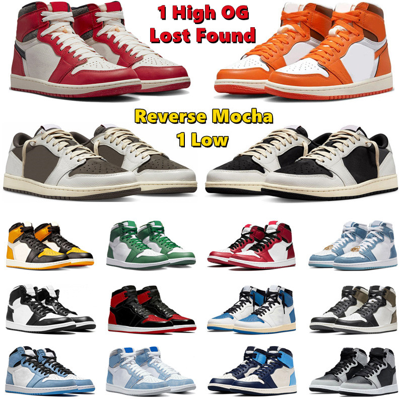 

OG Lost Found 1 Basketball Shoes 1s Low Reverse Mocha Sail Black Starfish Taxi Chicago Bred Patent Gorge Green Mens Trainer Sports Sneakers, #26