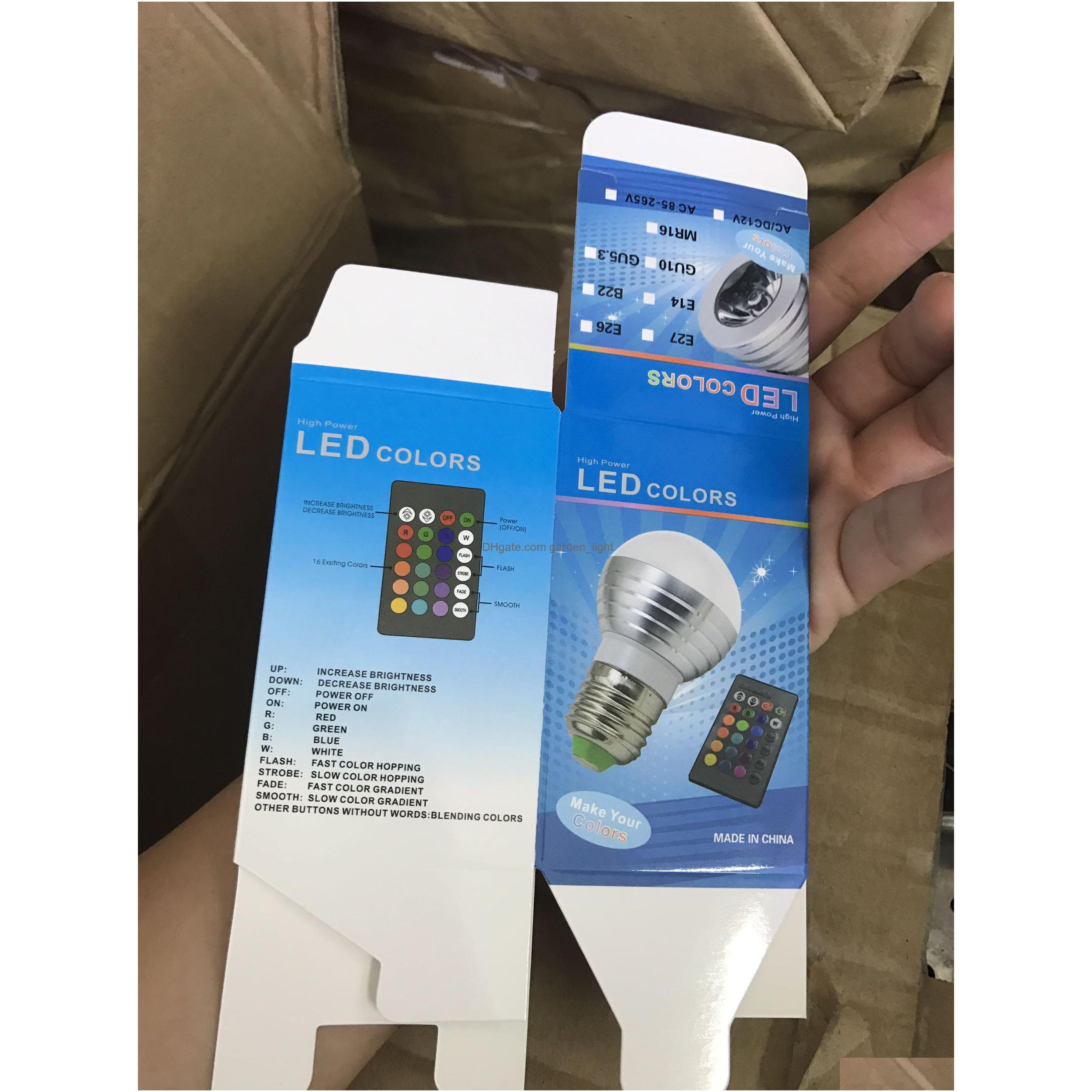 

Led Bulbs E27 E14 Led 16 Color Changing Rgb Rgbw Light Bb Lamp 85265V Spotlight Add Ir Remote Control Drop Delivery Lights Lighting B Dhgk2