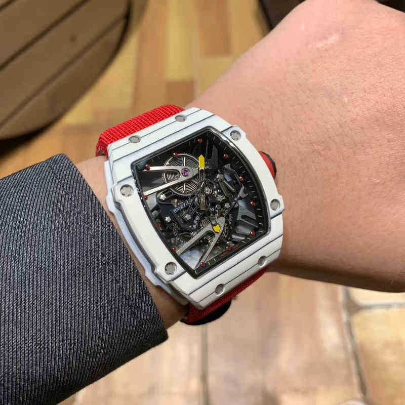 

watches wristwatch designer Luxury mens Mechanics Watches Richa Milles Wristwatch Carbon Fiber Light Hollow Technology Mens Automatic Mecha, White