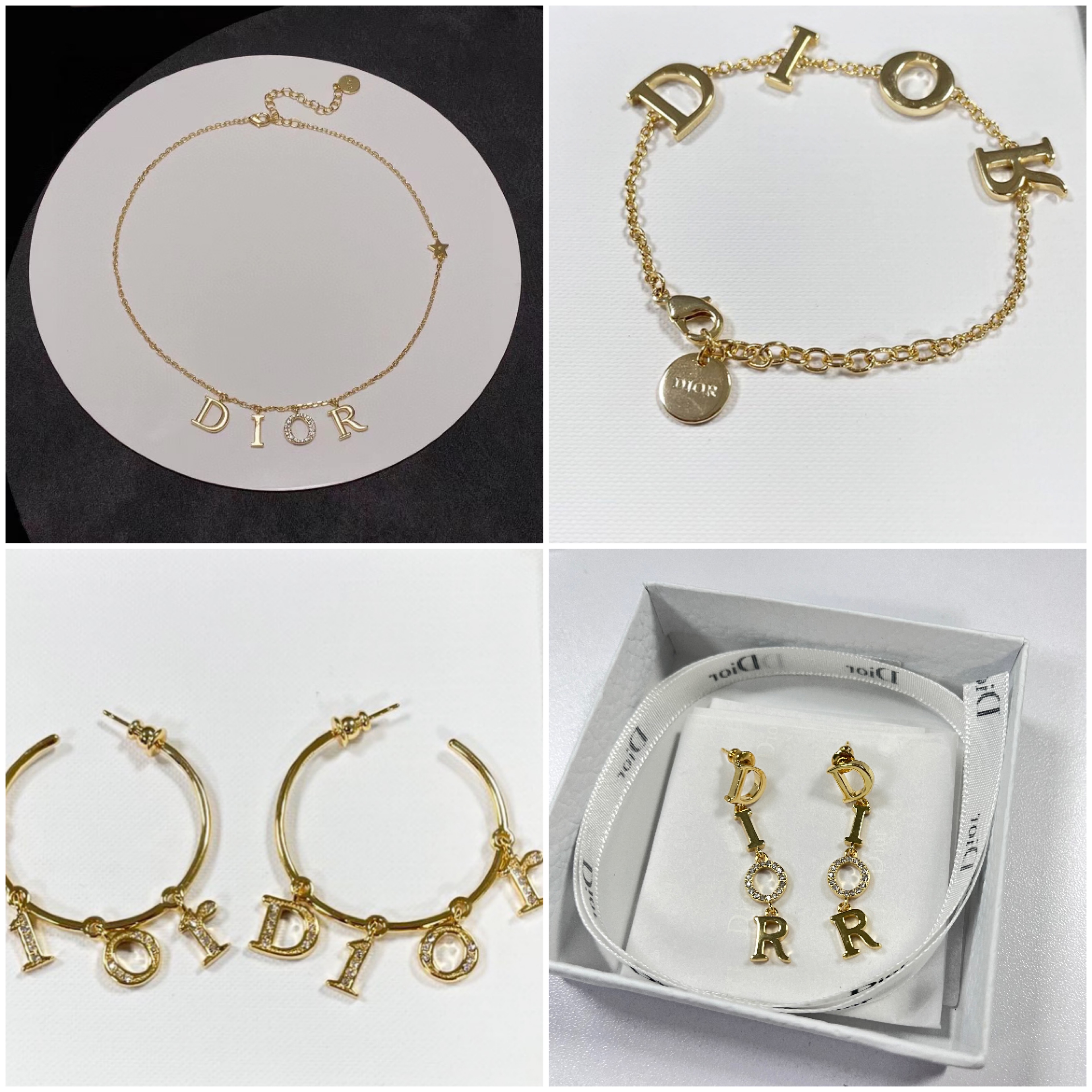 

Dupe D-i-o-r Necklace for Women Stainless Steel Letter Fashion Earrings Bracelet