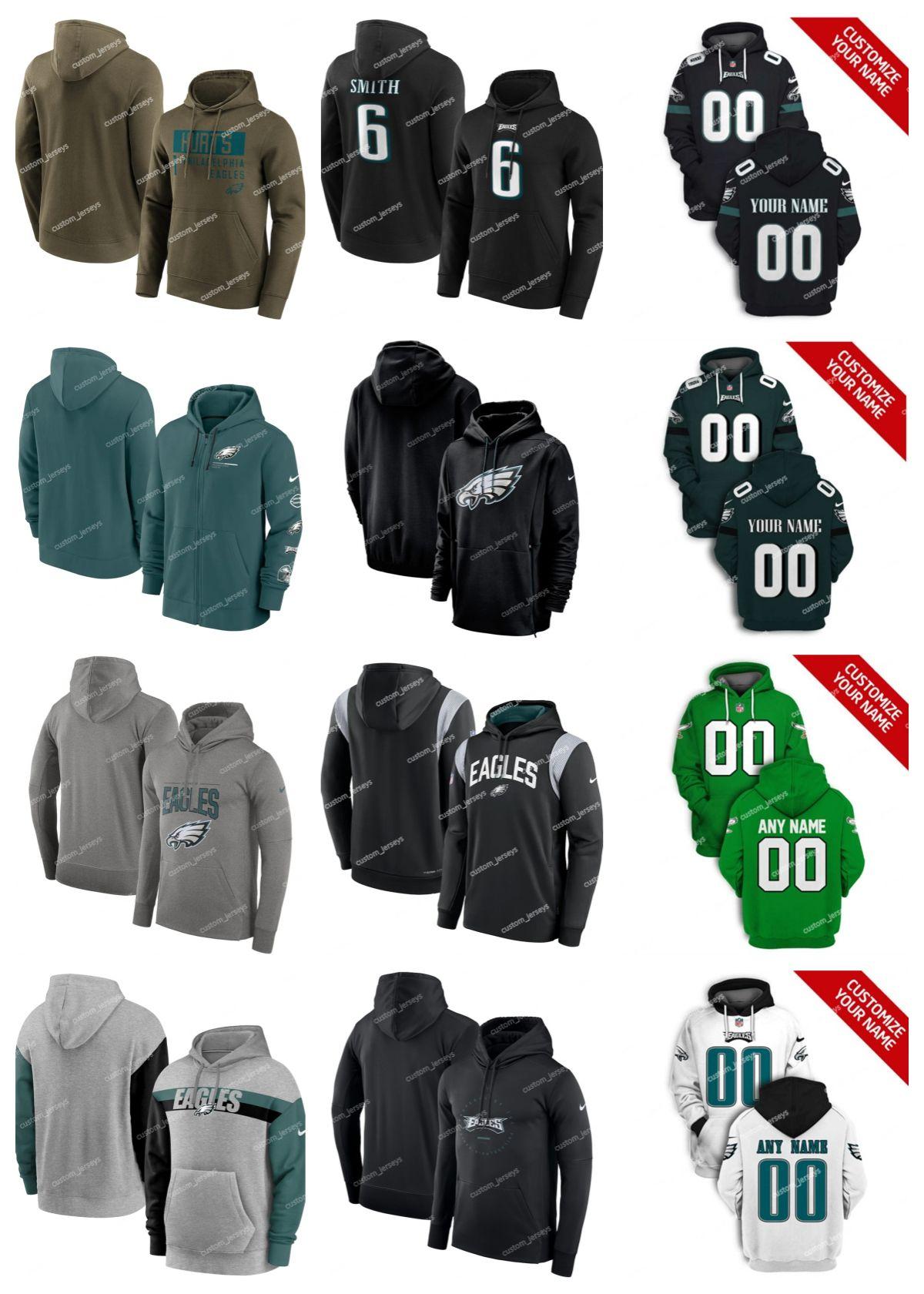 

CUSTOM Custom Philadelphia''Eagles''Hoodie 1 Hurts 6 Smith Olive 2022 Salute to Service Therma Performance Pullover Football Player''NFL''Ho