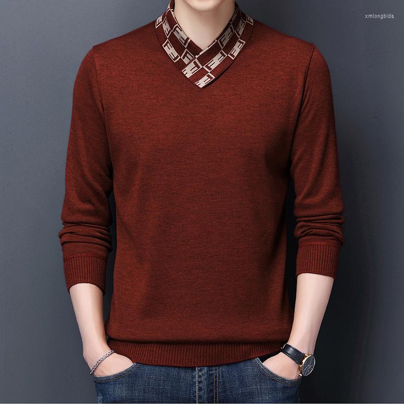

Men's Sweaters Sweater Men Wool Pullover V-Neck Slim Fit Jumpers Fleece Thick Warm Knitred Casual Pull Homme Y450, Green