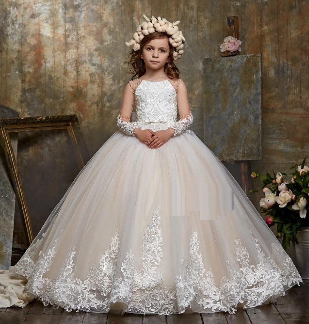 Robes de bal de princesse de luxe pour enfants robes de fille fleurie