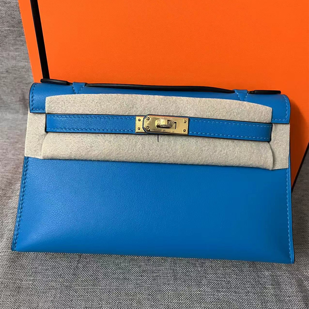 

22cm tetes luxury clutch design mini bag brand handbag handmade quality swift leather wax line stitching many colors for chosen, North blue