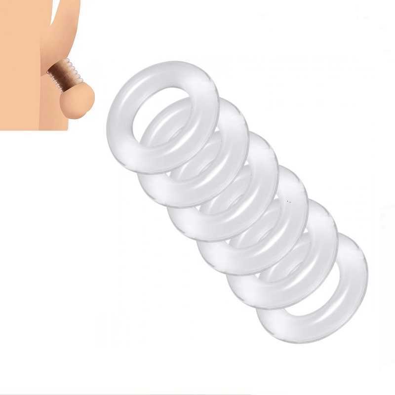Toy Massager Male 6 Piece 1 Set Silicone Penis Lock Cock Ring Bondage Erection Delay Ejaculation Reusable Extension Ball Bag Stretcher Sex Toy Me