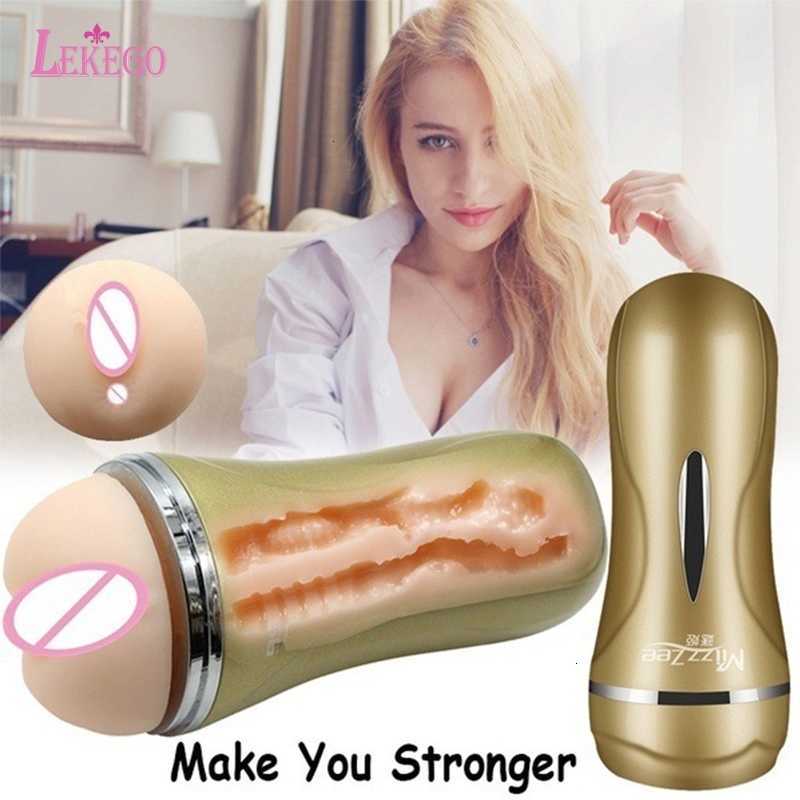 masseur de jouets sexuels à double tête masturbation tasse pénis pompe machine de lampe de poche érotique forme vagin réel pavages de chatte pour