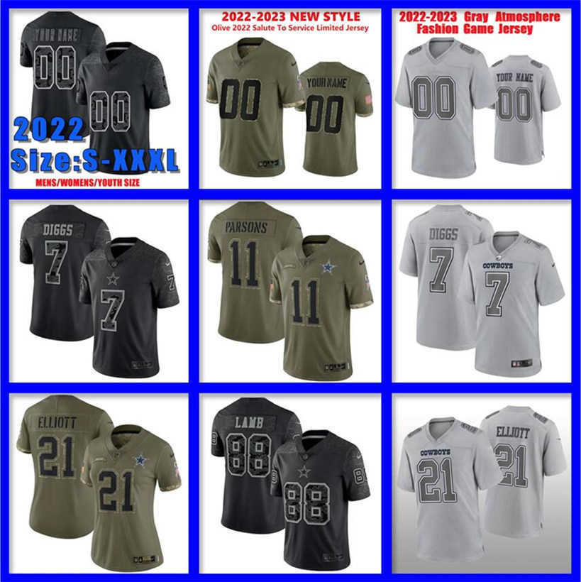

Micah Parsons Ezekiel Elliott Jersey Tee Dallas''Cowboys''PAR Dak Prescott Ezekiel Elliott Trevon Diggs Custom KIDS 2022 Salute To Service, As photo