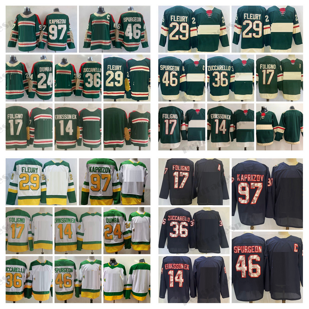 

2022 Winter Classic 97 Kirill Kaprizov Hockey Jerseys 29 Marc-Andre Fleury 24 Dumba 36 Mats Zuccarello Marcus Foligno Joel Eriksson Ek 46, Navy blue