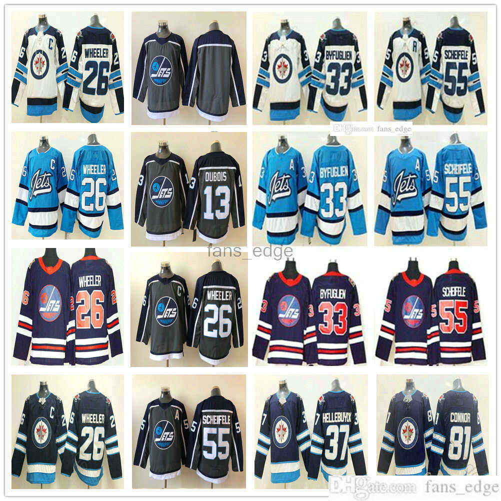 

Jersey Hockey Jersey Winnipeg Jets 26 Blake Wheeler''Nhl''33 Byfuglien 37 Hellebuyck 55 Mark Scheifele 13 Pierre-Luc Dubois 81 Kyle Connor, Blue men sizes