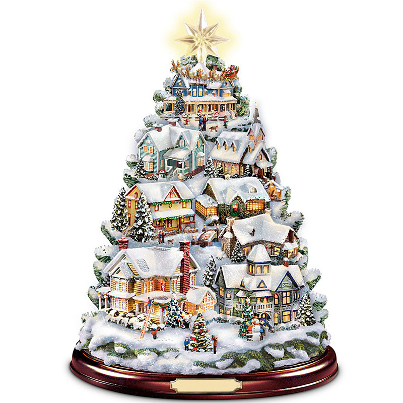 

2022 Christmas Window Stickers Tree Rotating Acrylic Sculpture Train Decorations Paste Stickers Winter Xmas Small Gift Home Decoration