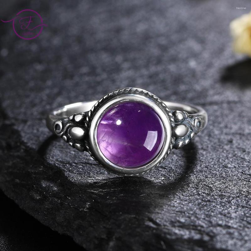 

Cluster Rings Amethyst 925 Sterling Silver Ring Fine Jewelry Women's Natural Wedding Anniversary Engagement Gifts
