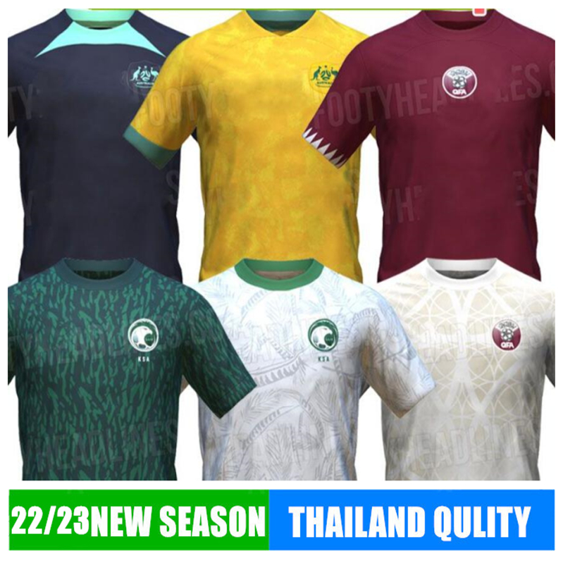 

23 22 Qatar Soccer Jerseys Australias SAUDI ARABIA EGAN Brewster Doyle BERGE McBurnie AFIF ALI HATEM HAYDOS BOUDIAF HASSAN MUNTARI KHOUKHI Baldock Football calcio, Kataer 2022 away